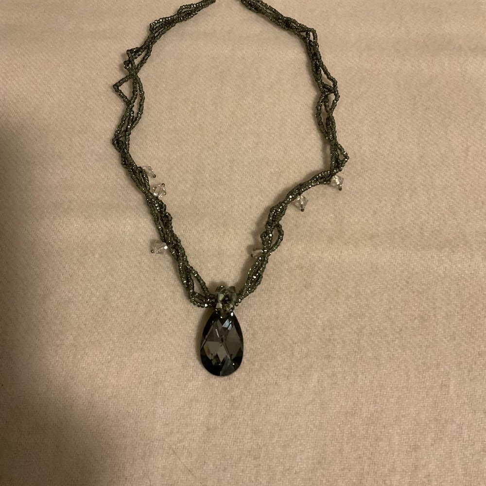 Elegant Swarovski teardrop pendant Beaded Necklace